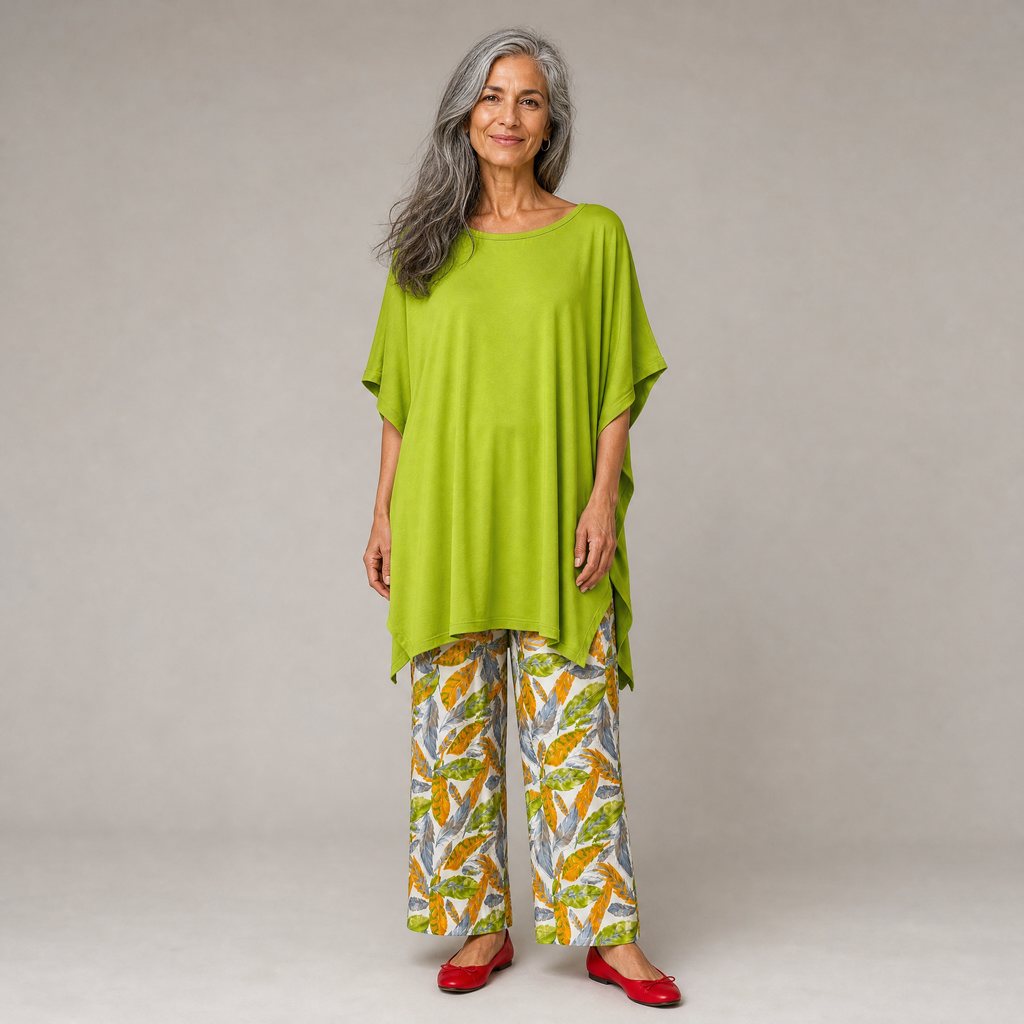 Women's Cotton Batwing Blouse - Lime