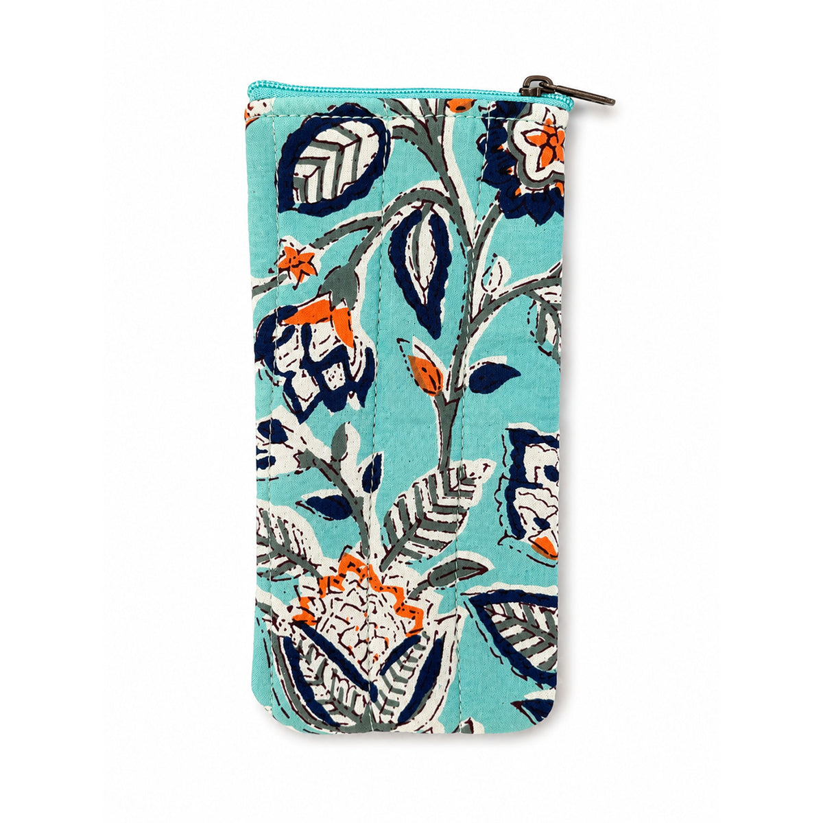 100% Cotton Floral Print Glasses Case - Blue