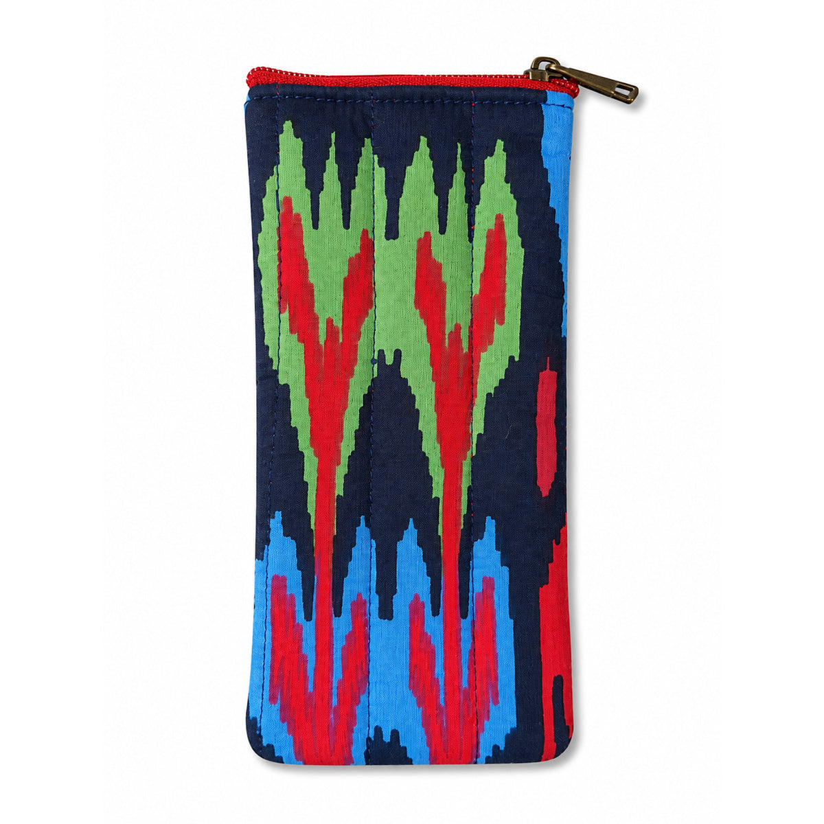100% Cotton Ikat Print Glasses Case - Blue