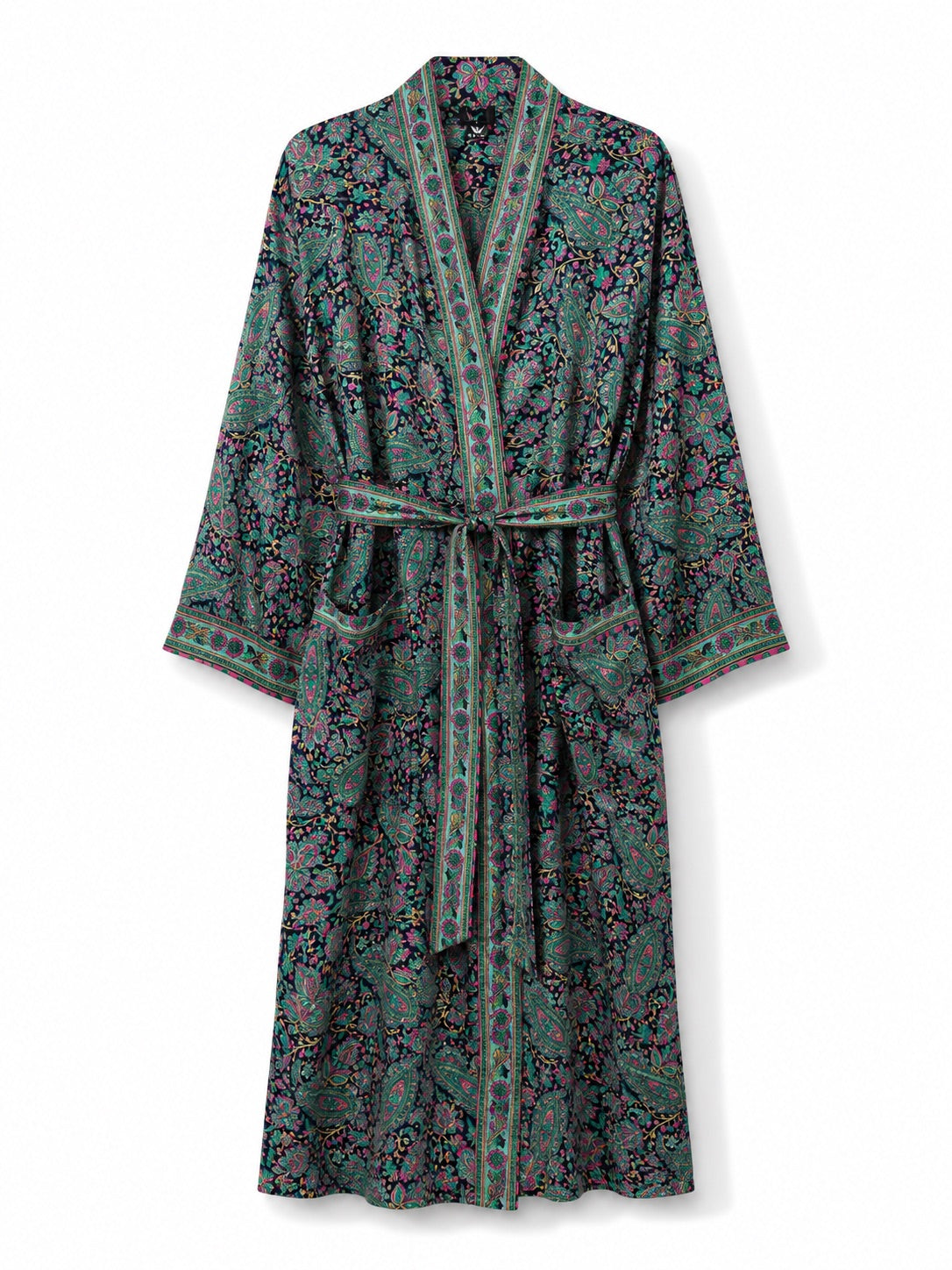 Women's Art Silk Dressing Gown - Blue Paisley