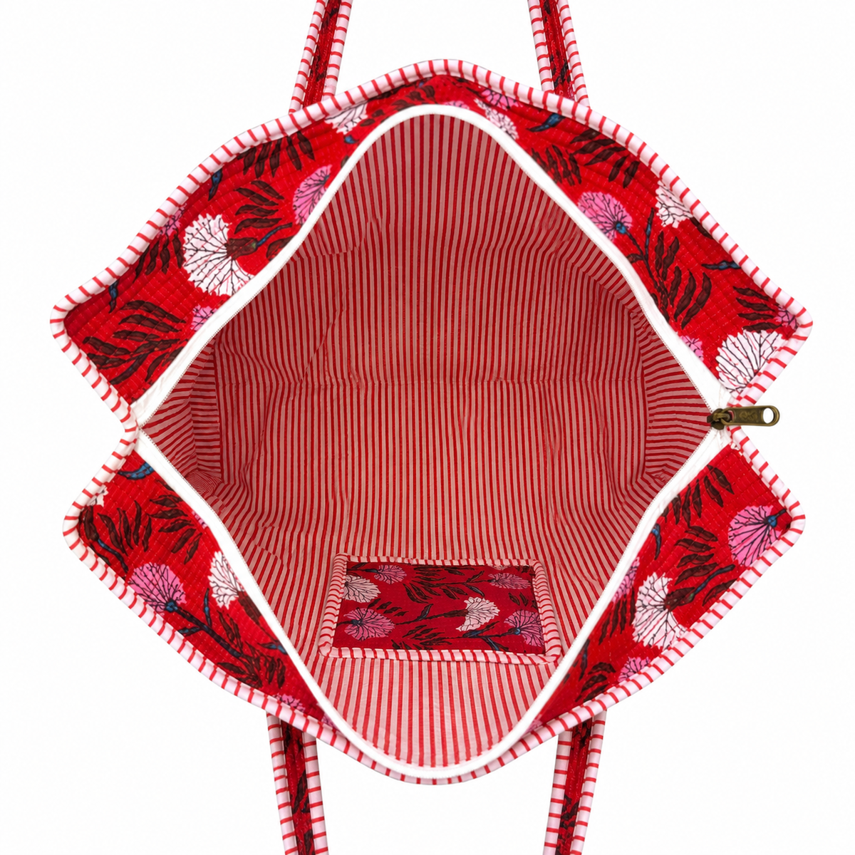 100% Cotton Dandelion Print Tote Bag - Pink