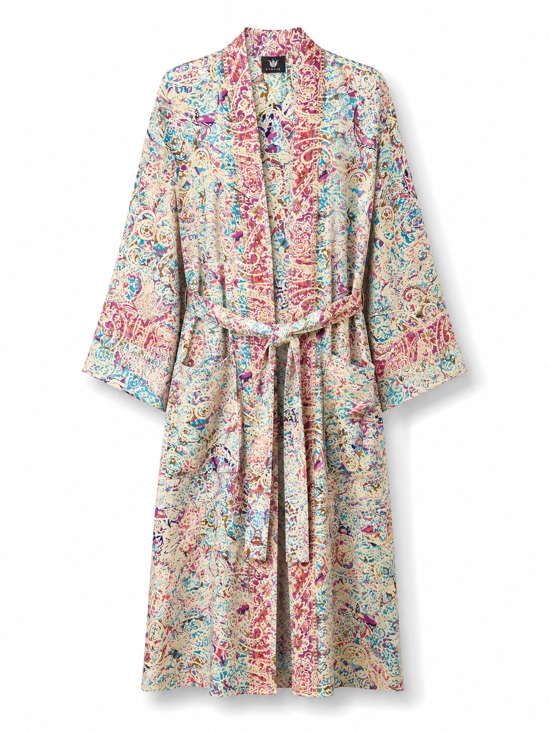 Women's Art Silk Dressing Gown - Faded Paisley