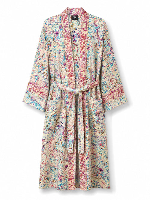 Women's Art Silk Dressing Gown - Faded Paisley