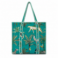 100% Cotton Leopard Tote Bag - Green