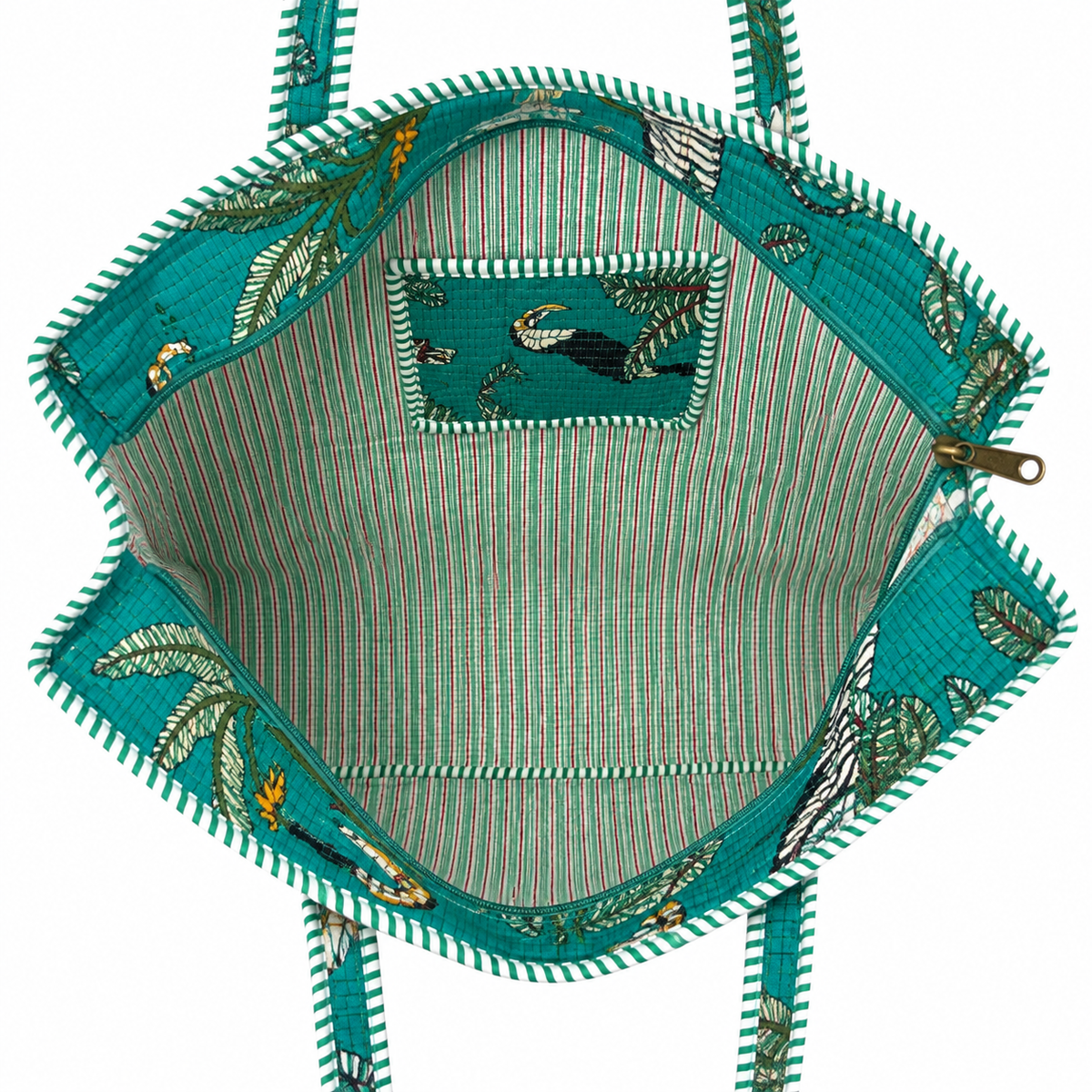 100% Cotton Leopard Tote Bag - Green