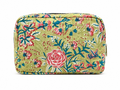 100% Cotton Floral Wash Bag - Green