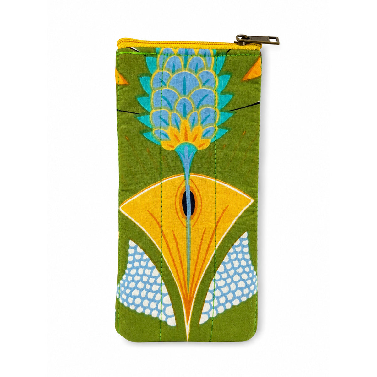 100% Cotton Floral Print Glasses Case - Green