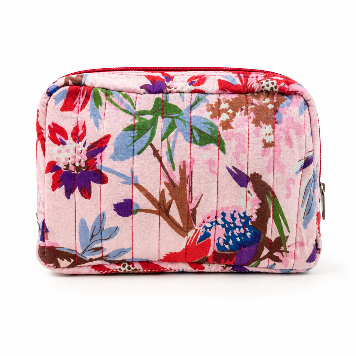 100% Cotton Floral Wash Bag - Pink