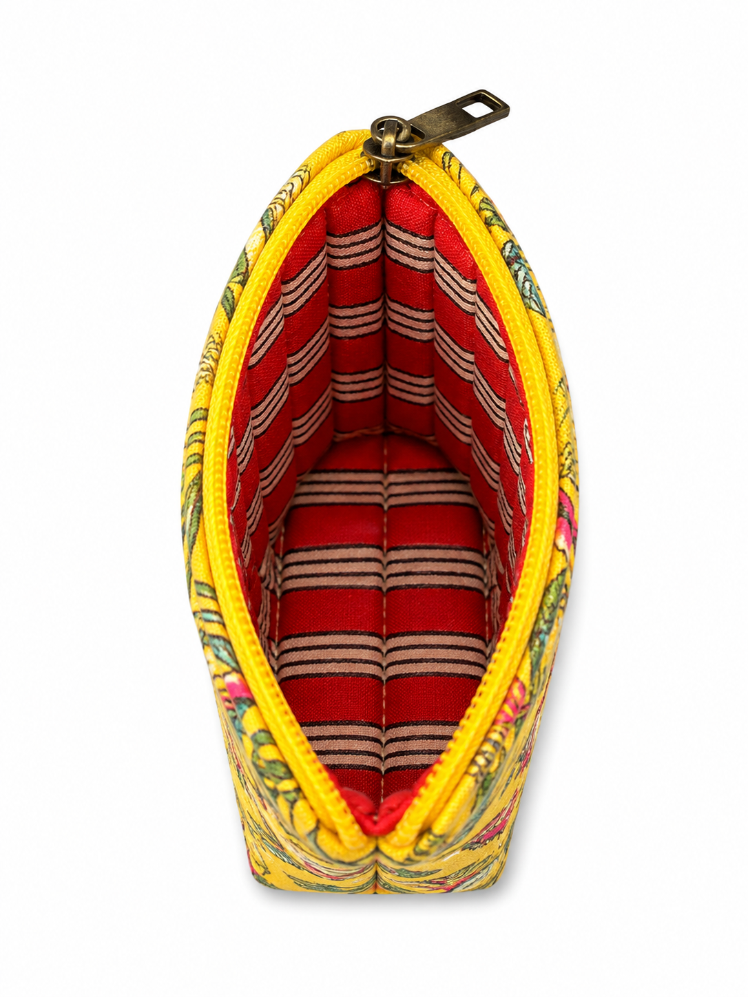 100% Cotton Floral Print Glasses Case - Yellow