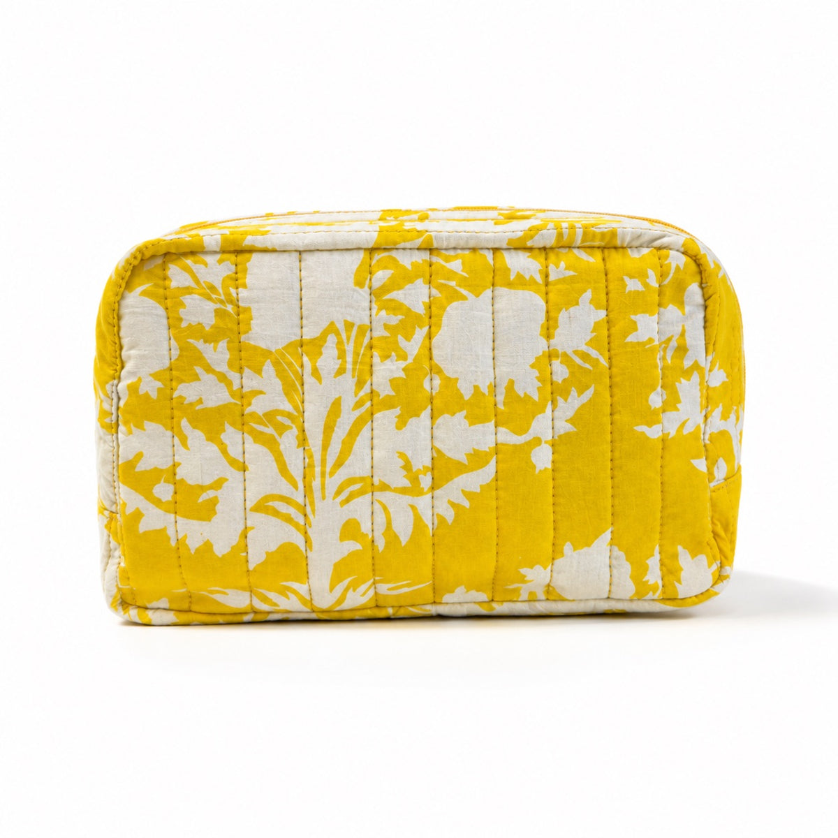 100% Cotton Floral Wash Bag - Yellow
